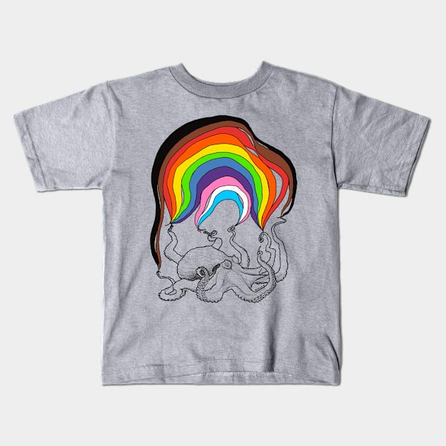 Octopus with Rainbow Kids T-Shirt by mernstw